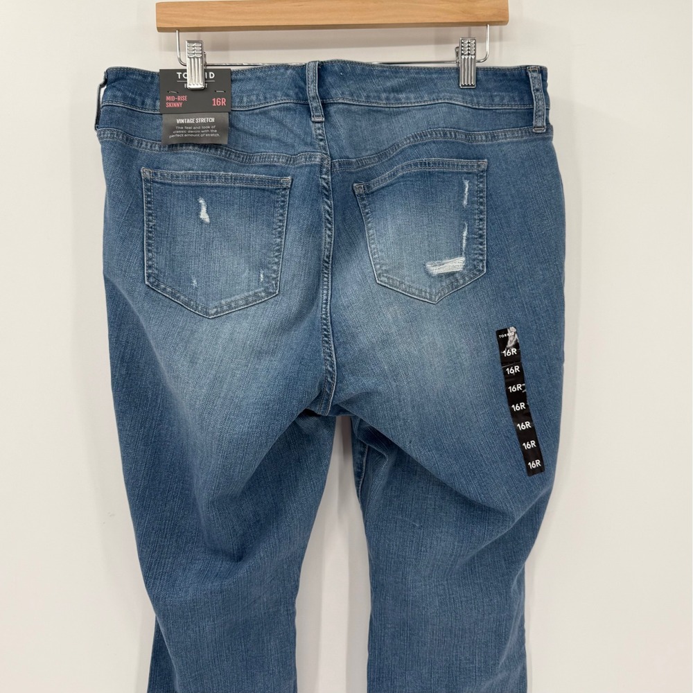 Torrid Mid Rise Skinny Jeans Women 16R Vintage‎ Stretch Distressed NWT - Picture 5 of 8